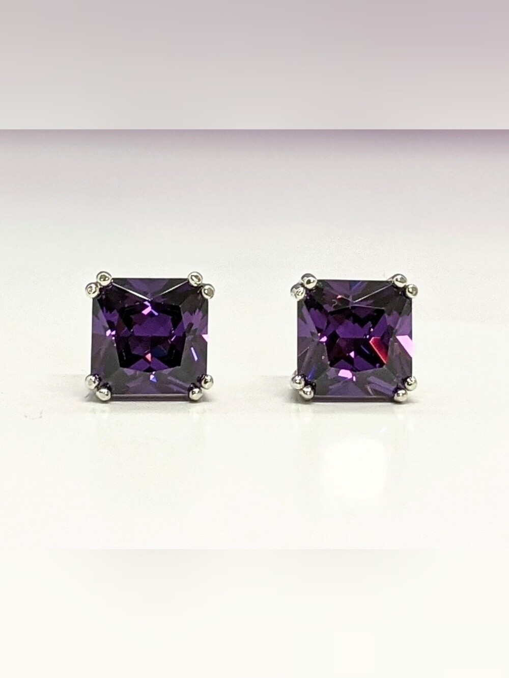 5.00 CTW Princess-Cut Amethyst Simulant Studs 925 Silver 5x Rhodium | AAQuatif